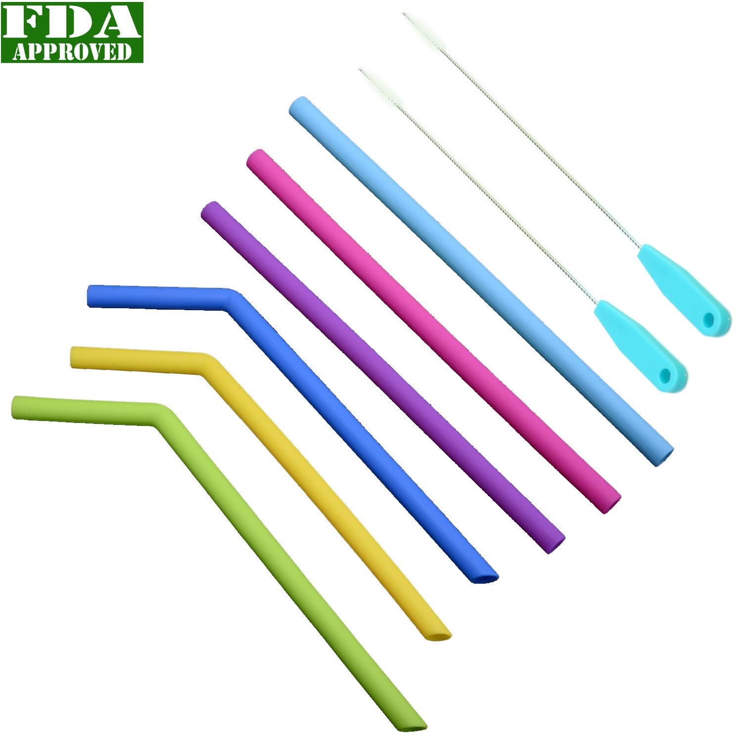 弹性吸管,适合 907 毫升水杯 rtic/yeti - 3 个弯曲 3 个直式大吸管